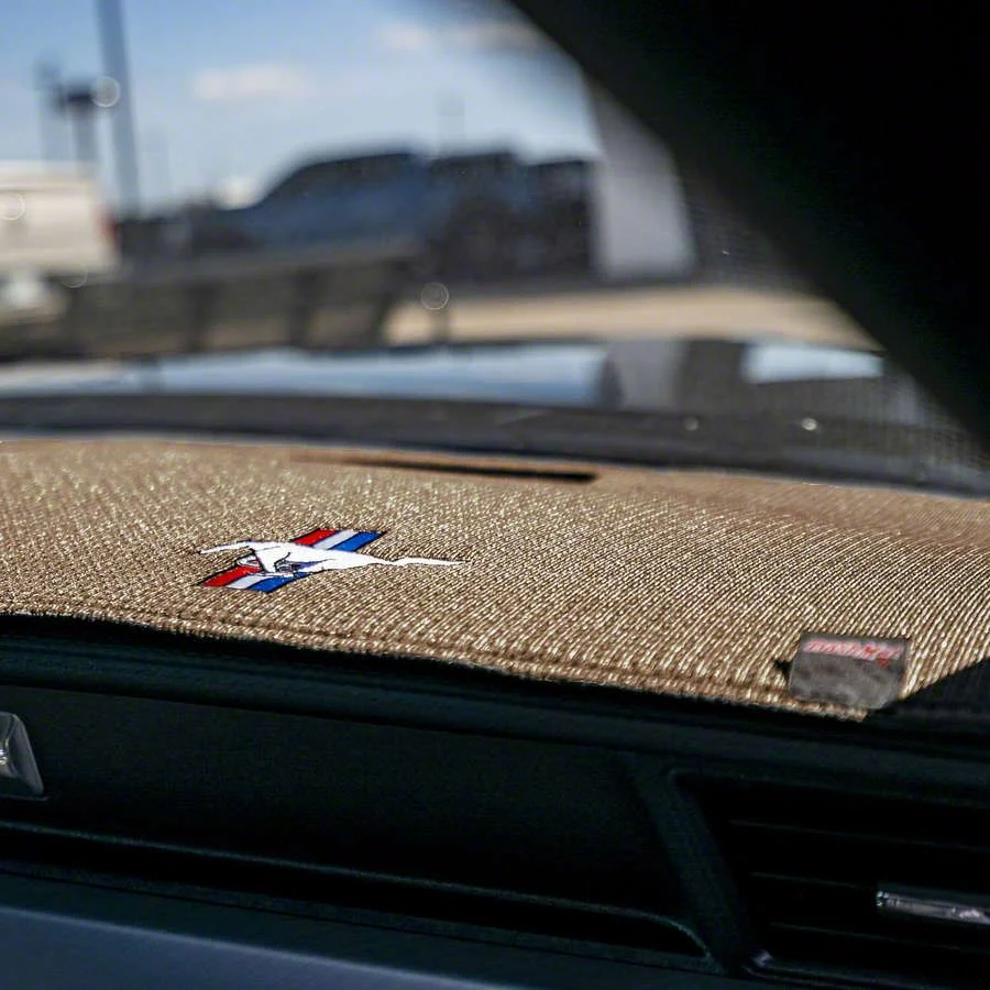 Covercraft Ltd Edition Custom Dash Cover with Ford Blue Oval Logo; Beige (13-16 F-350 Super Duty King Ranch, Lariat, Platinum)