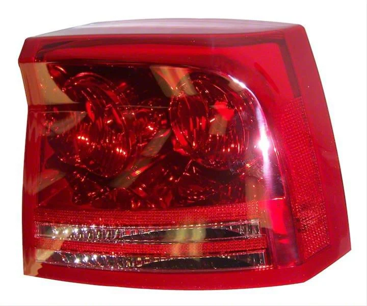 Tail Light; Chrome Housing; Red Lens; Passenger Side (06-08 Charger)