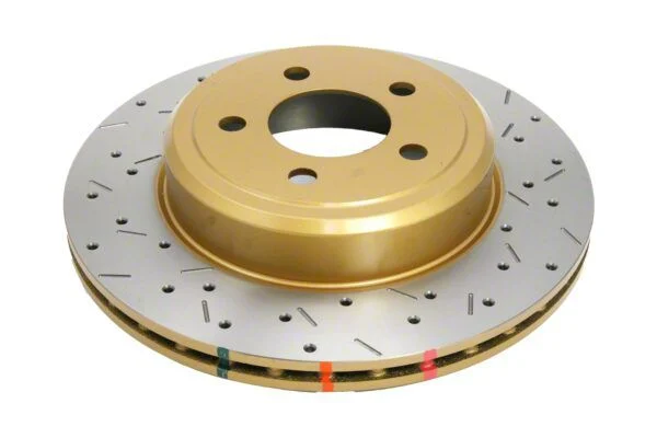 DBA 4000 Series XS Gold Cross Drilled and Slotted Rotor; Rear (09-23 Challenger w/ Dual Piston Front Calipers)