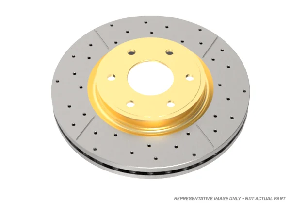 2000-2012 Mitsubishi Galant & More | DBA Street Series Gold Cross-Drilled/Slotted Brake Rotor [Front | Rear] | DBA2201X