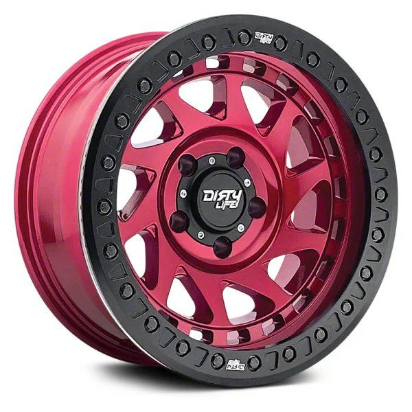 Dirty Life Enigma Race Crimson Candy Red 8-Lug Wheel; 17x9; -12mm Offset (17-22 F-350 Super Duty SRW)