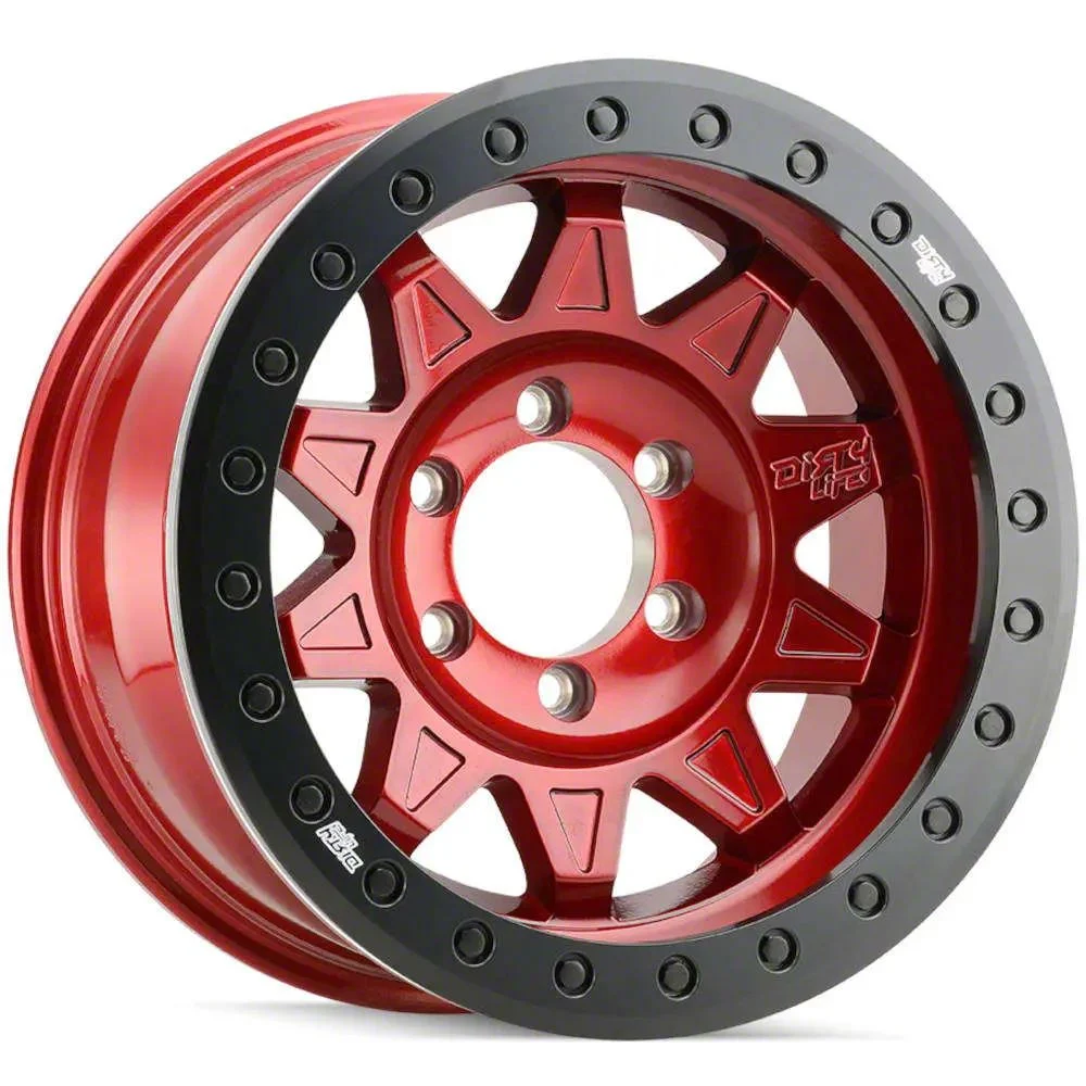 Dirty Life Roadkill Race Crimson Candy Red Beadlock 8-Lug Wheel; 17x9; -14mm Offset (07-10 Sierra 2500 HD)