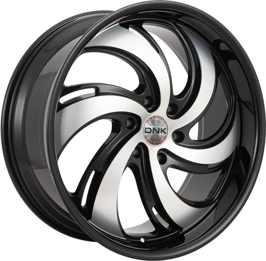 DNK Street 702 Gloss Black Machined Wheel; 22x9; 35mm Offset (10-14 Mustang)