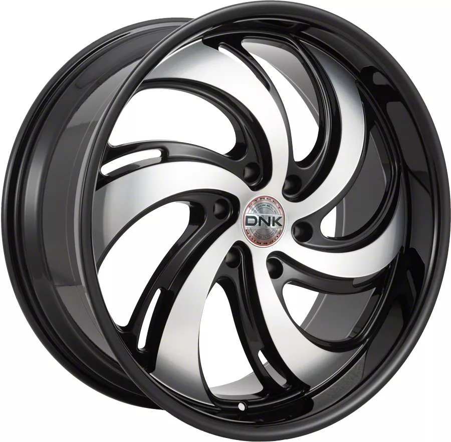DNK Street 702 Gloss Black Machined Wheel; 22x9; 35mm Offset (24-26 Mustang)