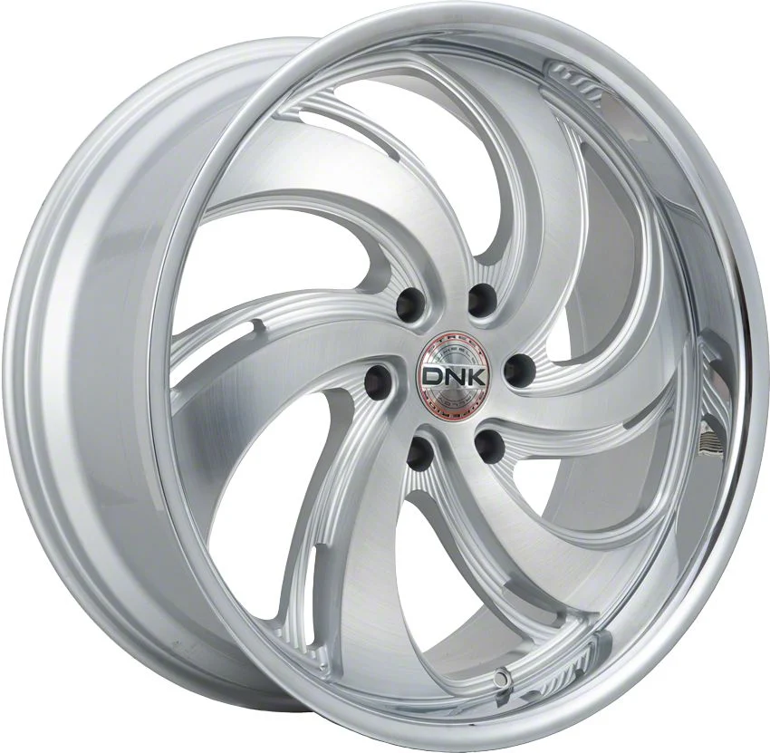 DNK Street 702 Brushed Face Silver Milled with Chrome Lip Wheel; 22x9; 15mm Offset (11-23 RWD Charger, Excluding Widebody)