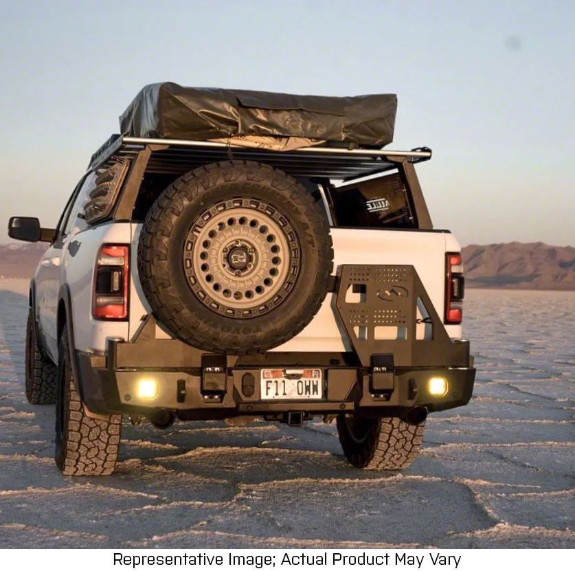 Expedition One Range Max Dual Swing Rear Bumper Tire Carrier System; Bare Metal (19-26 RAM 1500, Excluding RHO & TRX)