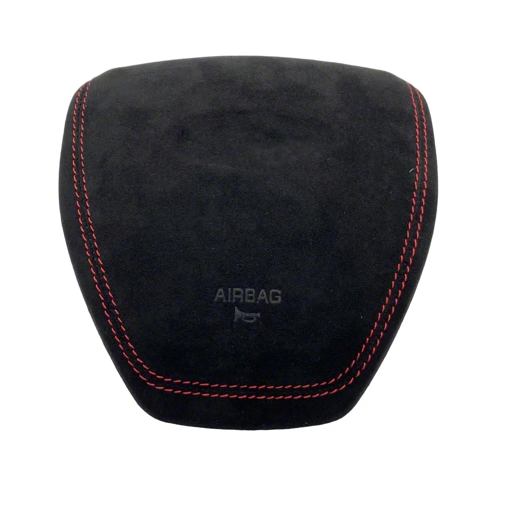 Mintz Garage Custom Steering Wheel Airbag Cover with Red Stitching; Alcantara (15-20 F-150, Excluding Raptor)