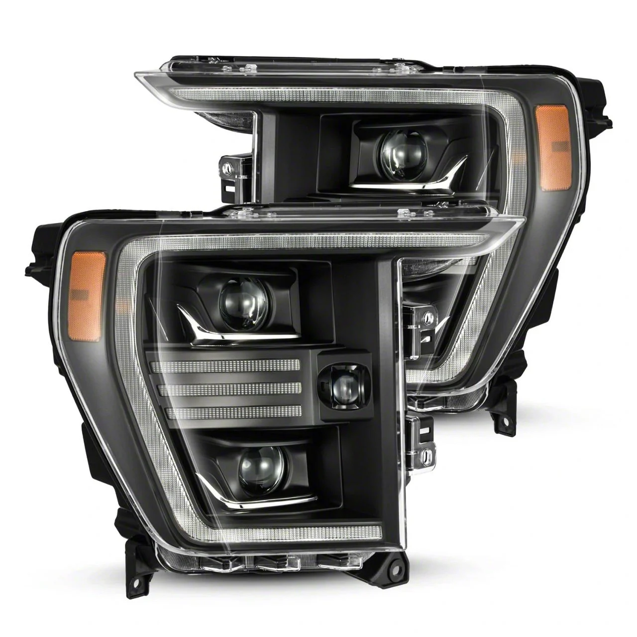 AlphaRex PRO-Series Projector Headlights; Black Housing; Clear Lens (21-23 F-150 w/ Factory LED Projector Headlights)