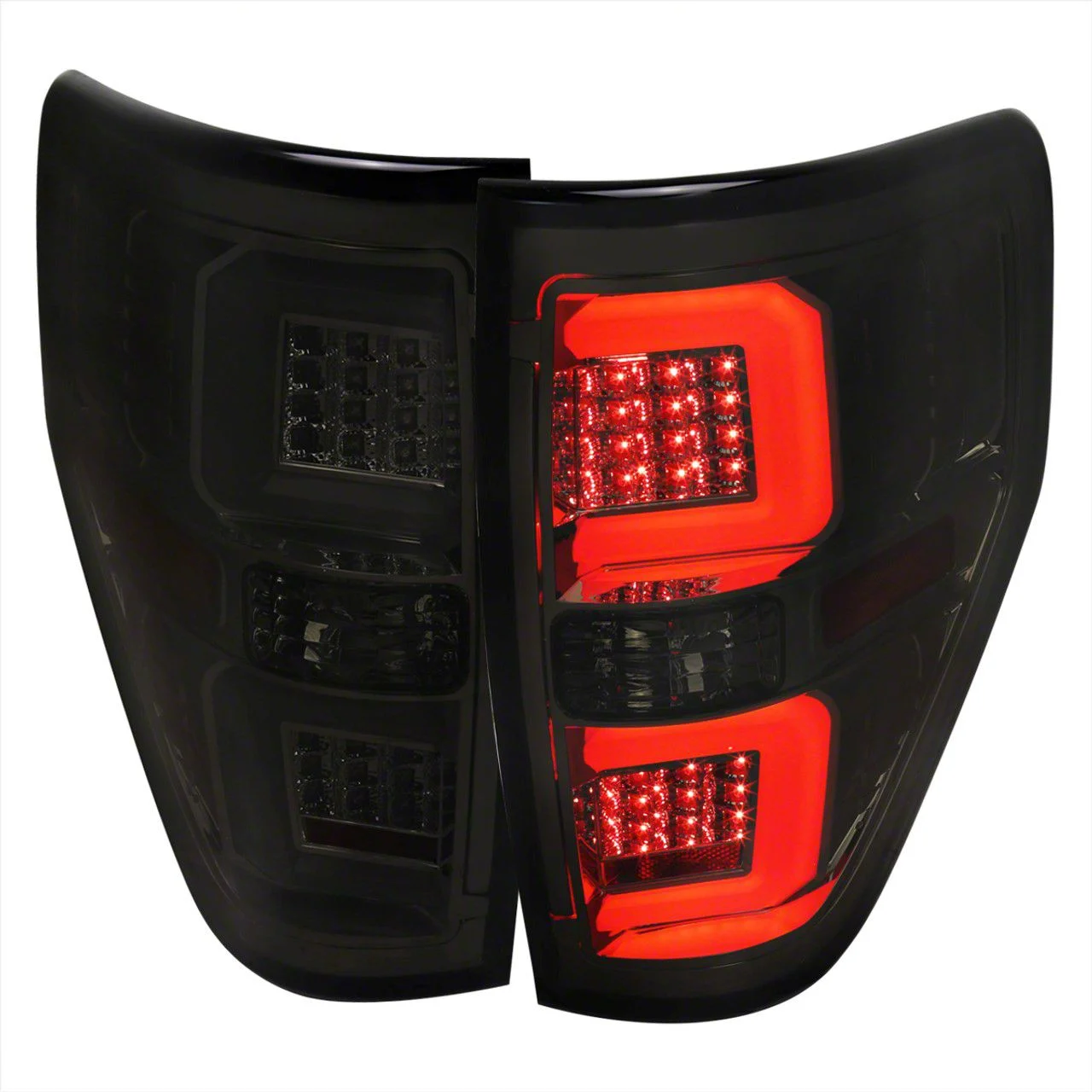 White C-Bar LED Tail Lights; Chrome Housing; Smoked Lens (09-14 F-150 Styleside)