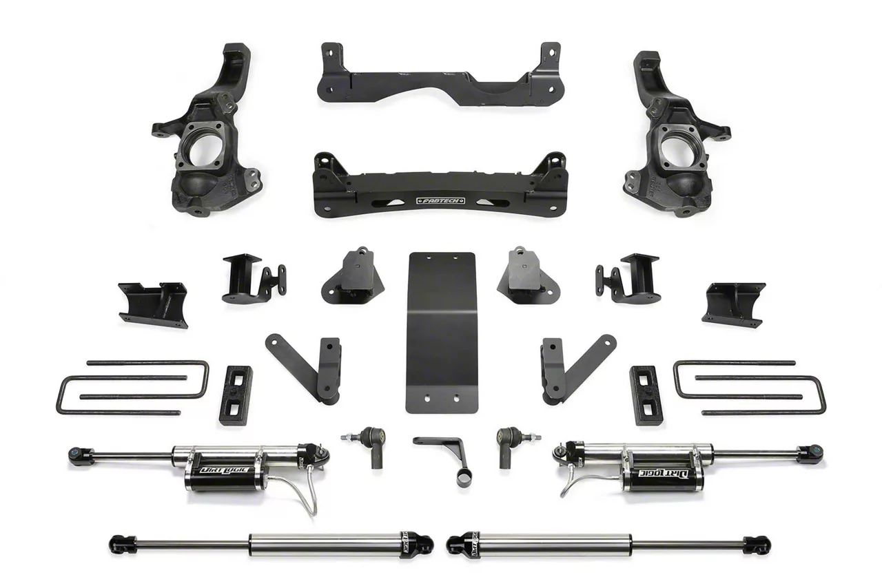 Fabtech 4-Inch Suspension Lift Kit with Front Dirt Logic 2.25 Reservoir Coil-Overs and Rear Dirt Logic 2.25 Shocks (20-26 4WD Sierra 2500 HD Double Cab, Crew Cab)