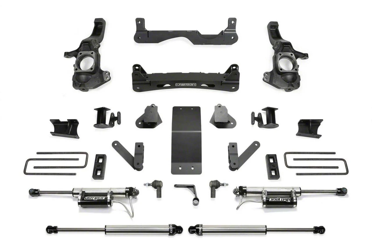Fabtech 4-Inch Suspension Lift Kit with Front Dirt Logic 2.25 Reservoir Coil-Overs and Rear Dirt Logic 2.25 Shocks (20-26 4WD Silverado 3500 HD Double Cab, Crew Cab)