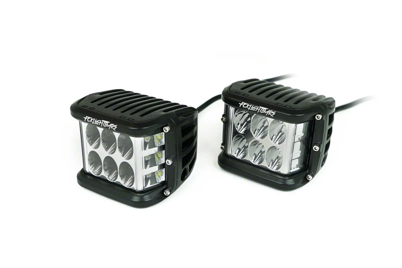 FCKLightBars Side Liner 3x4-Inch LED Light Pods; Wide Spread Beam (Universal; Some Adaptation May Be Required)