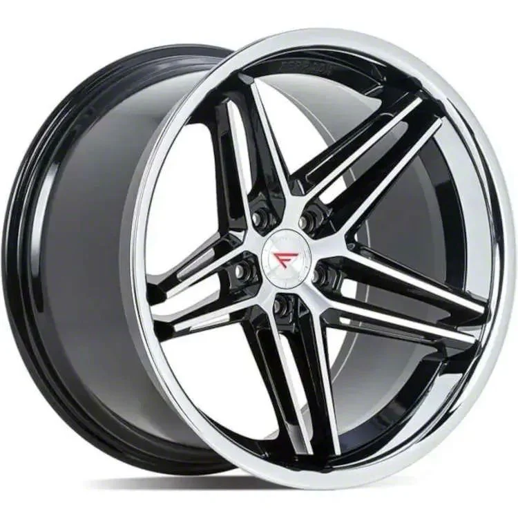 Ferrada Wheels CM1 Machine Black with Chrome Lip Wheel; Rear Only; 20x11; 33mm Offset (10-15 Camaro)