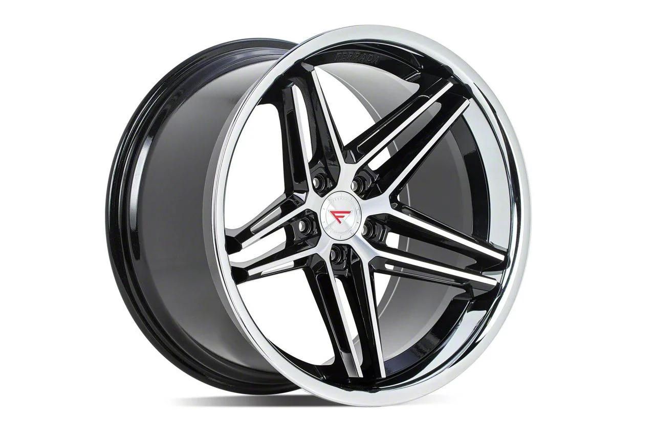 Ferrada Wheels CM1 Machine Black with Chrome Lip Wheel; 20x8.5; 35mm Offset (10-14 Mustang)