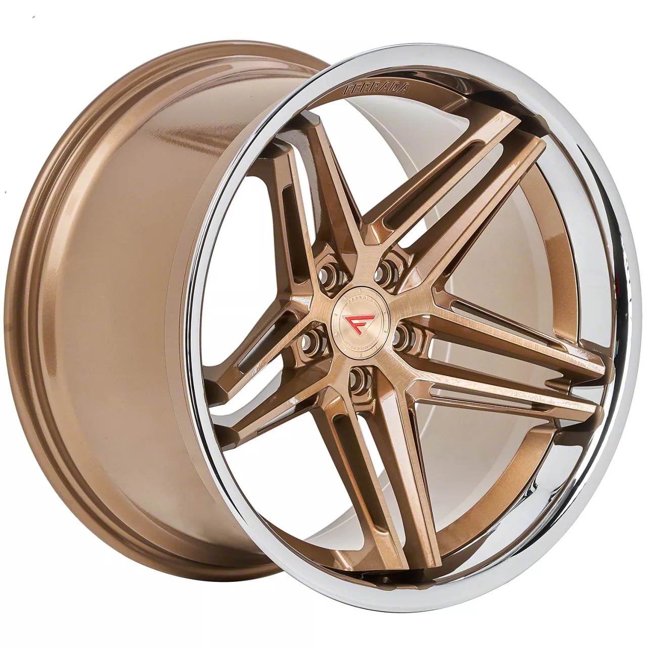 Ferrada Wheels CM1 Brushed Cobre with Chrome Lip Wheel; Rear Only; 20x12; 45mm Offset (20-26 Corvette C8 Stingray)