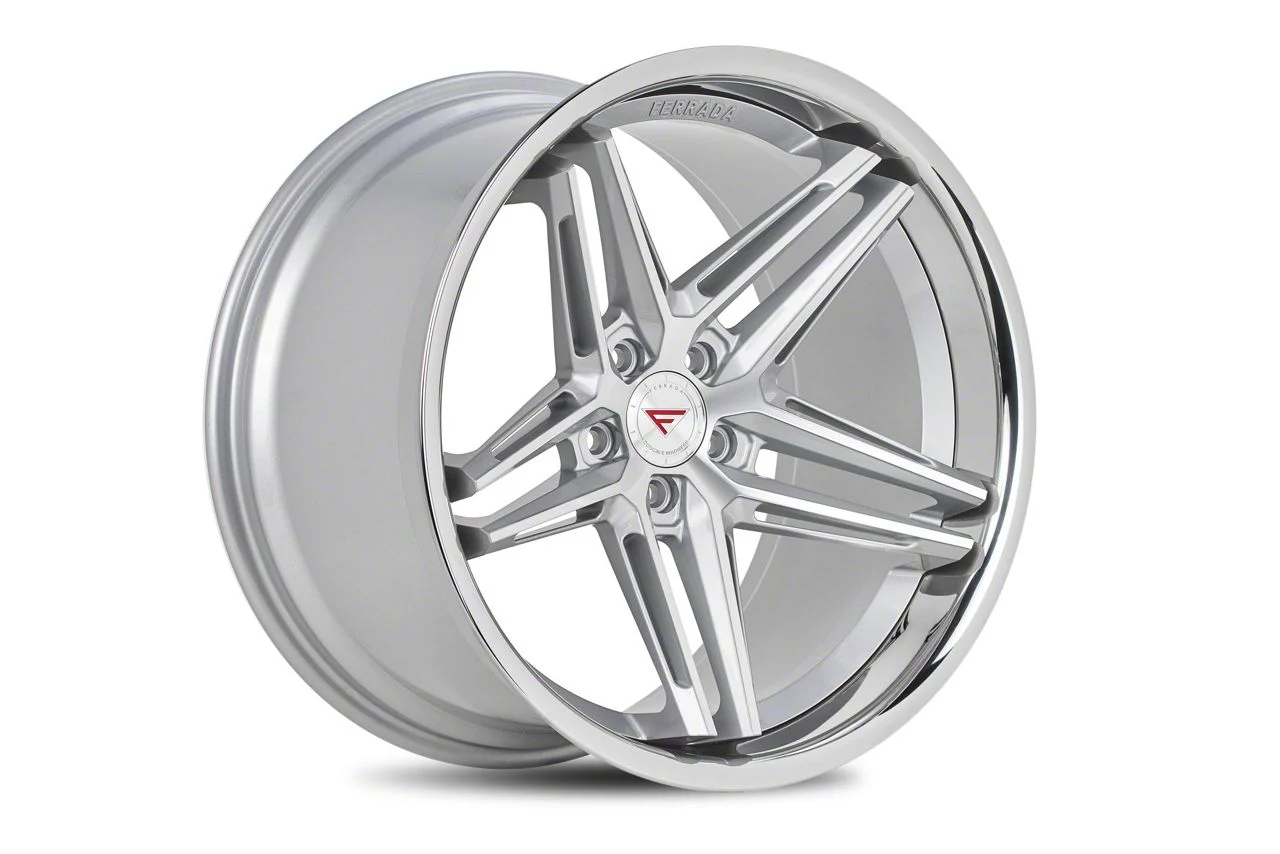 Ferrada Wheels CM1 Machine Silver with Chrome Lip Wheel; Rear Only; 20x12; 45mm Offset (20-26 Corvette C8 Stingray)