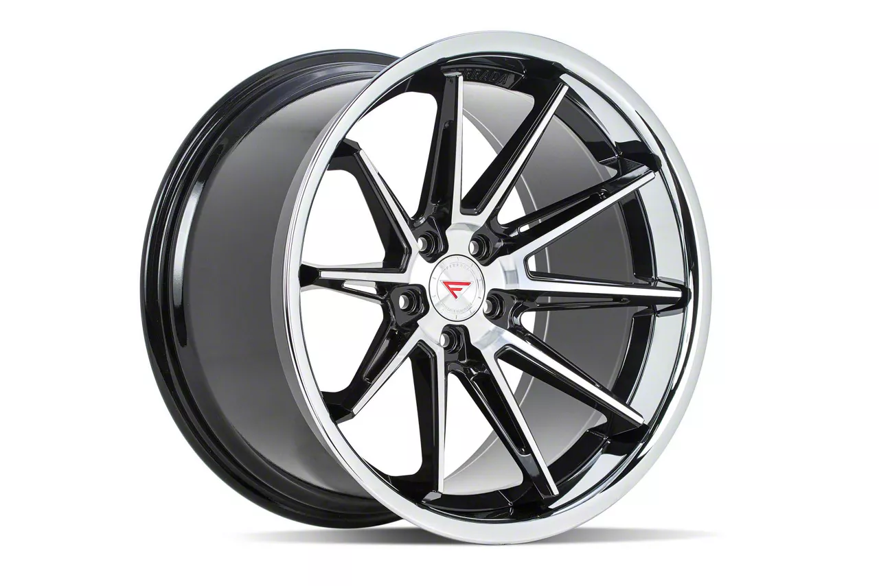 Ferrada Wheels CM2 Machine Black with Chrome Lip Wheel; Rear Only; 20x12; 45mm Offset (20-26 Corvette C8 Stingray)