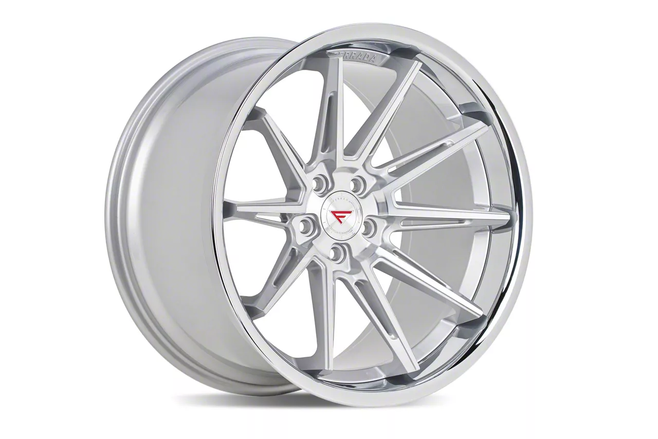 Ferrada Wheels CM2 Machine Silver with Chrome Lip Wheel; Rear Only; 20x12; 45mm Offset (20-26 Corvette C8 Stingray)
