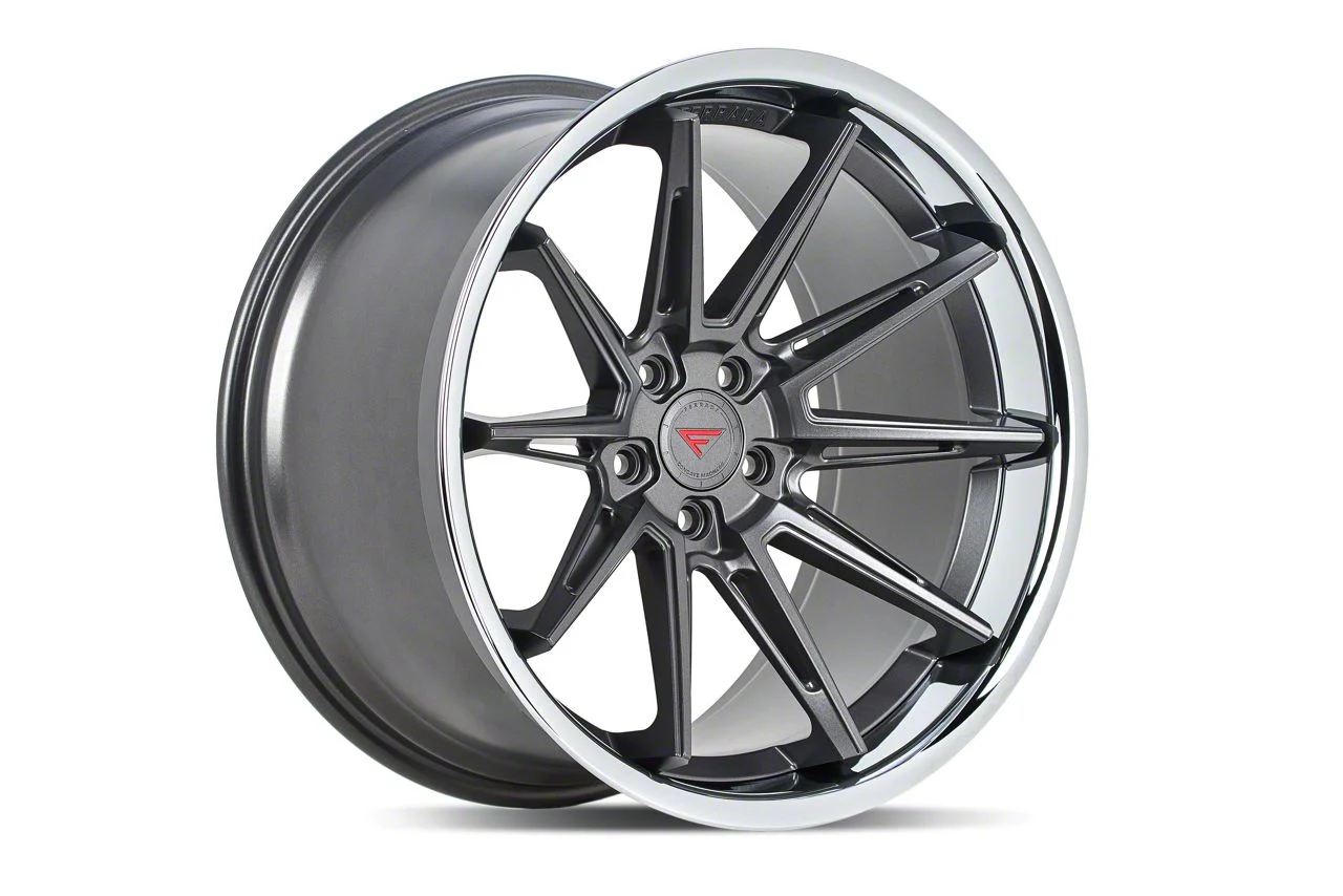 Ferrada Wheels CM2 Matte Graphite with Chrome Lip Wheel; Rear Only; 20x12; 45mm Offset (20-26 Corvette C8 Stingray)