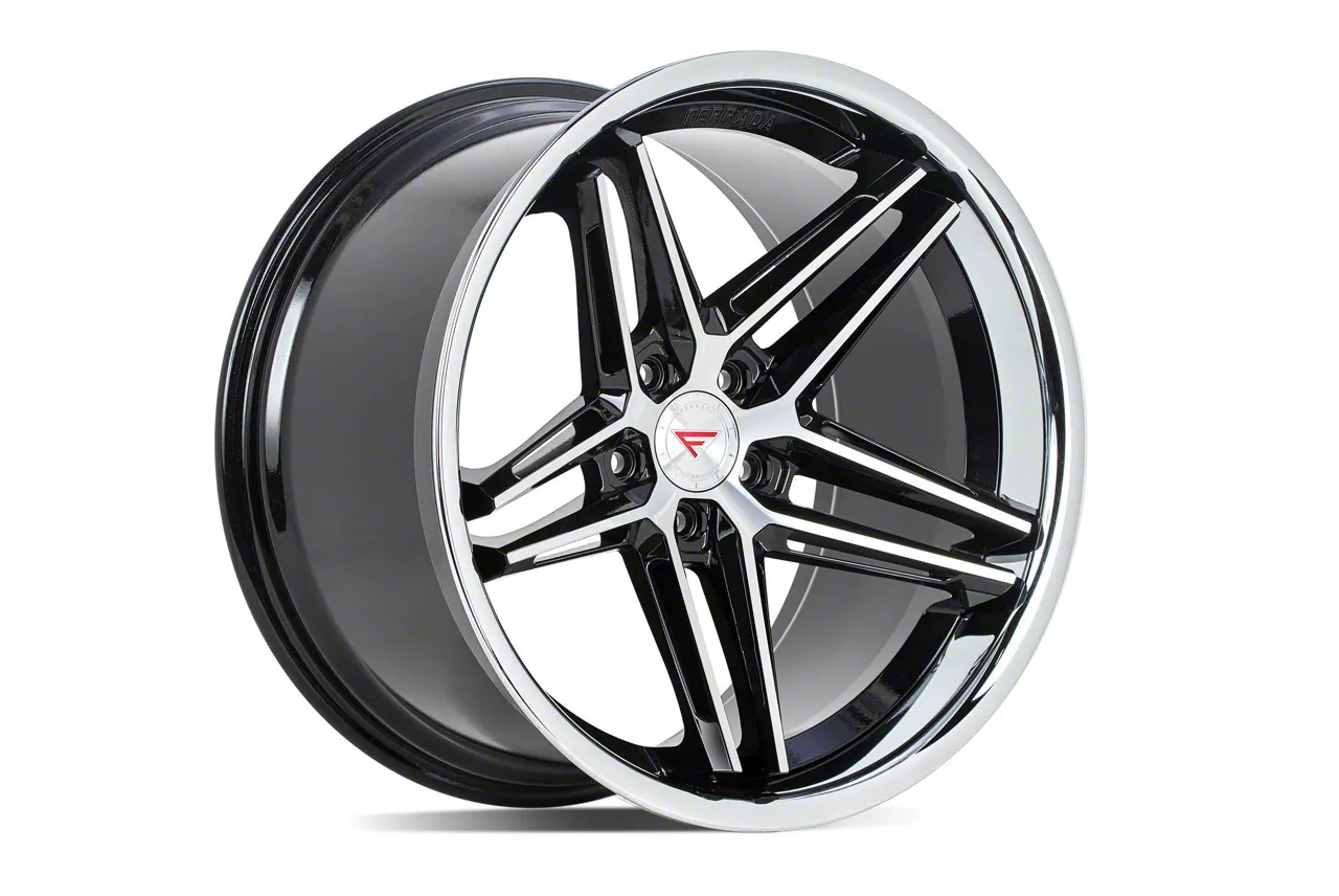 Ferrada Wheels CM1 Machine Black with Chrome Lip Wheel; 20x8.5; 35mm Offset (24-26 Mustang)