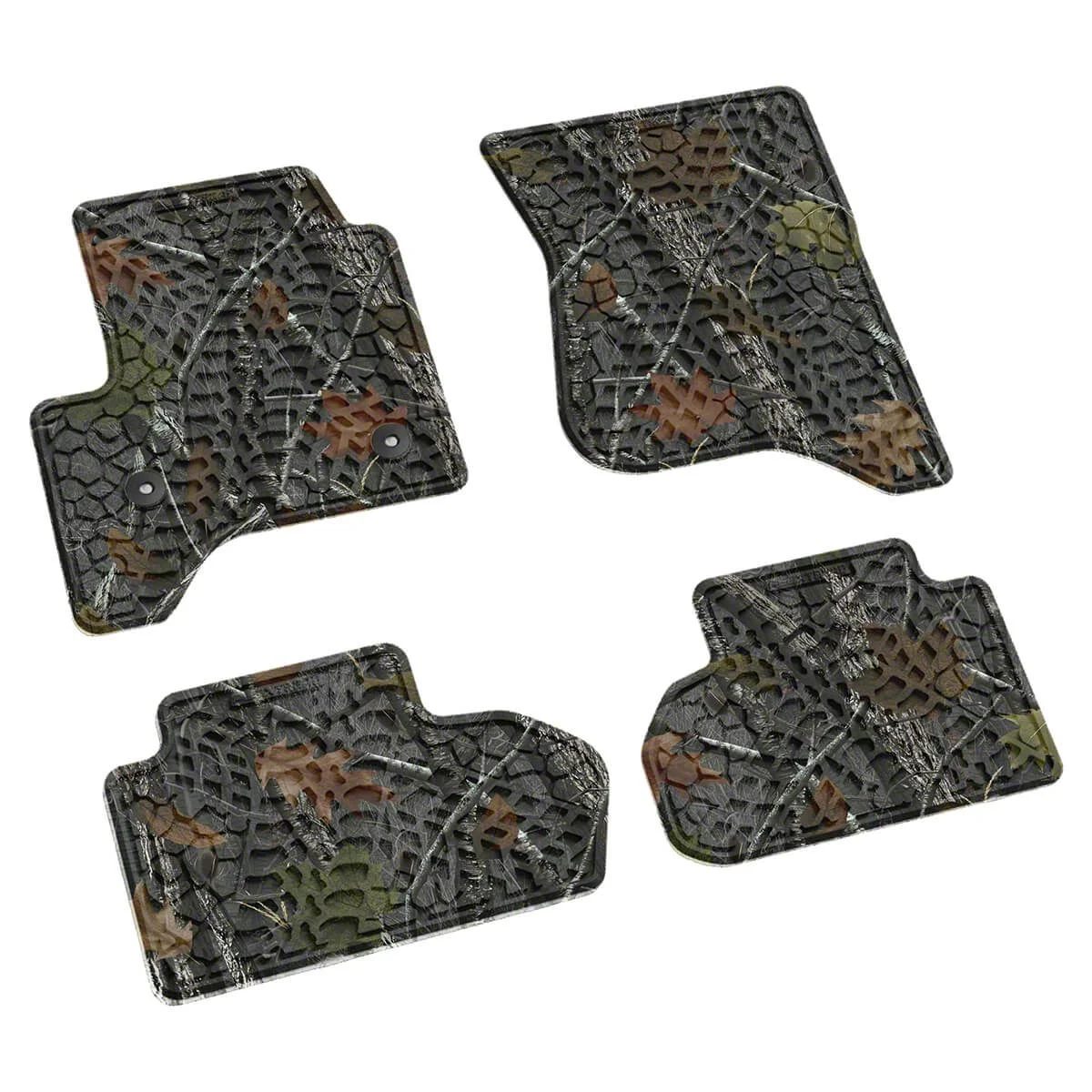 Factory Floorpan Fit Tire Tread/Scorched Earth Scene Front and Rear Floor Mats; Rugged Woods Camouflage (15-19 Sierra 3500 HD Double Cab)