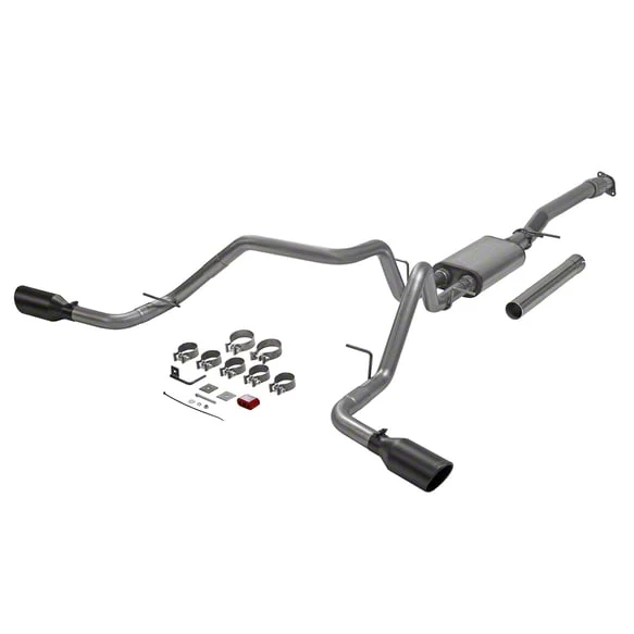 Flowmaster FlowFX Dual Exhaust System with Black Tips; Side Exit (19-26 2.7L Sierra 1500)