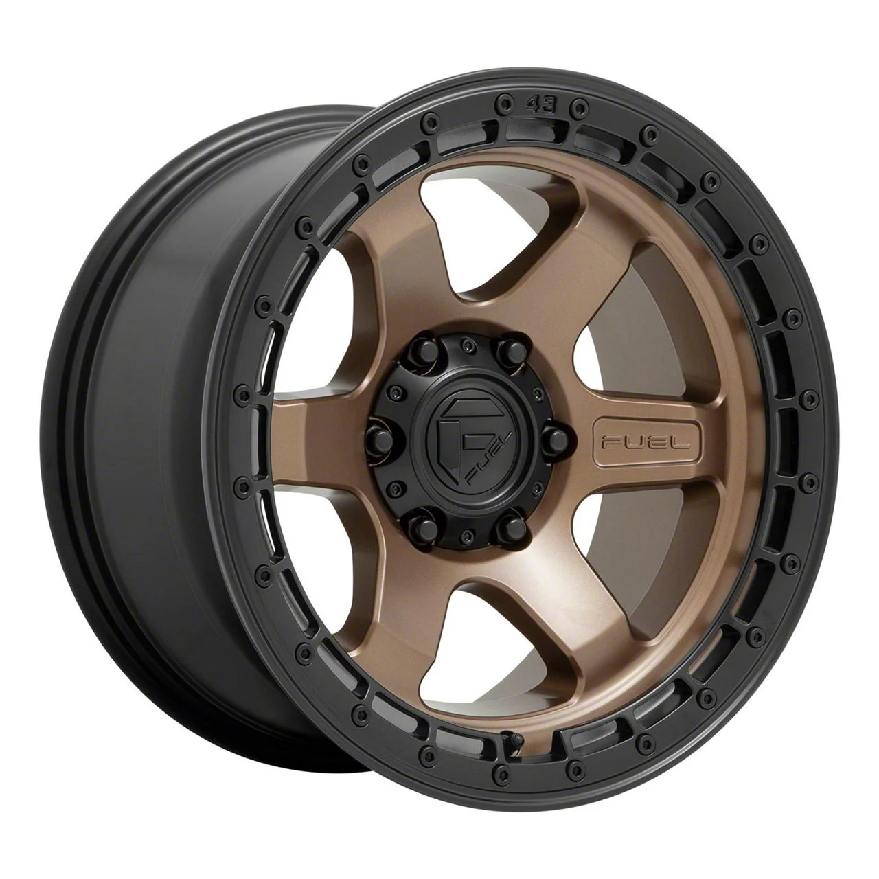 Fuel Wheels Block Matte Bronze with Black Ring 6-Lug Wheel; 18x9; 20mm Offset (14-18 Silverado 1500)