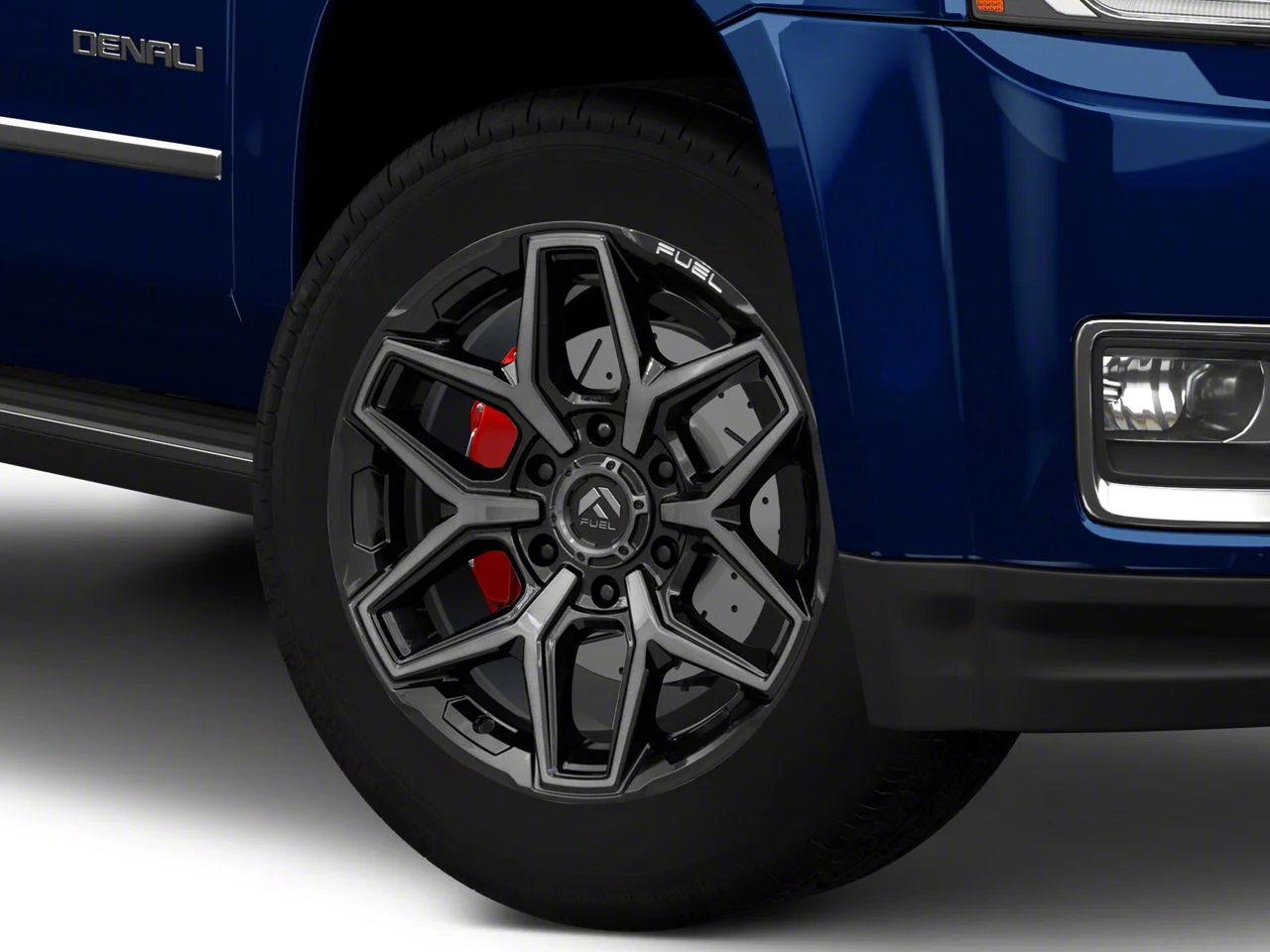 Fuel Wheels Flux Gloss Black Brushed with Gray Tint 6-Lug Wheel; 20x9; 1mm Offset (15-20 Yukon)