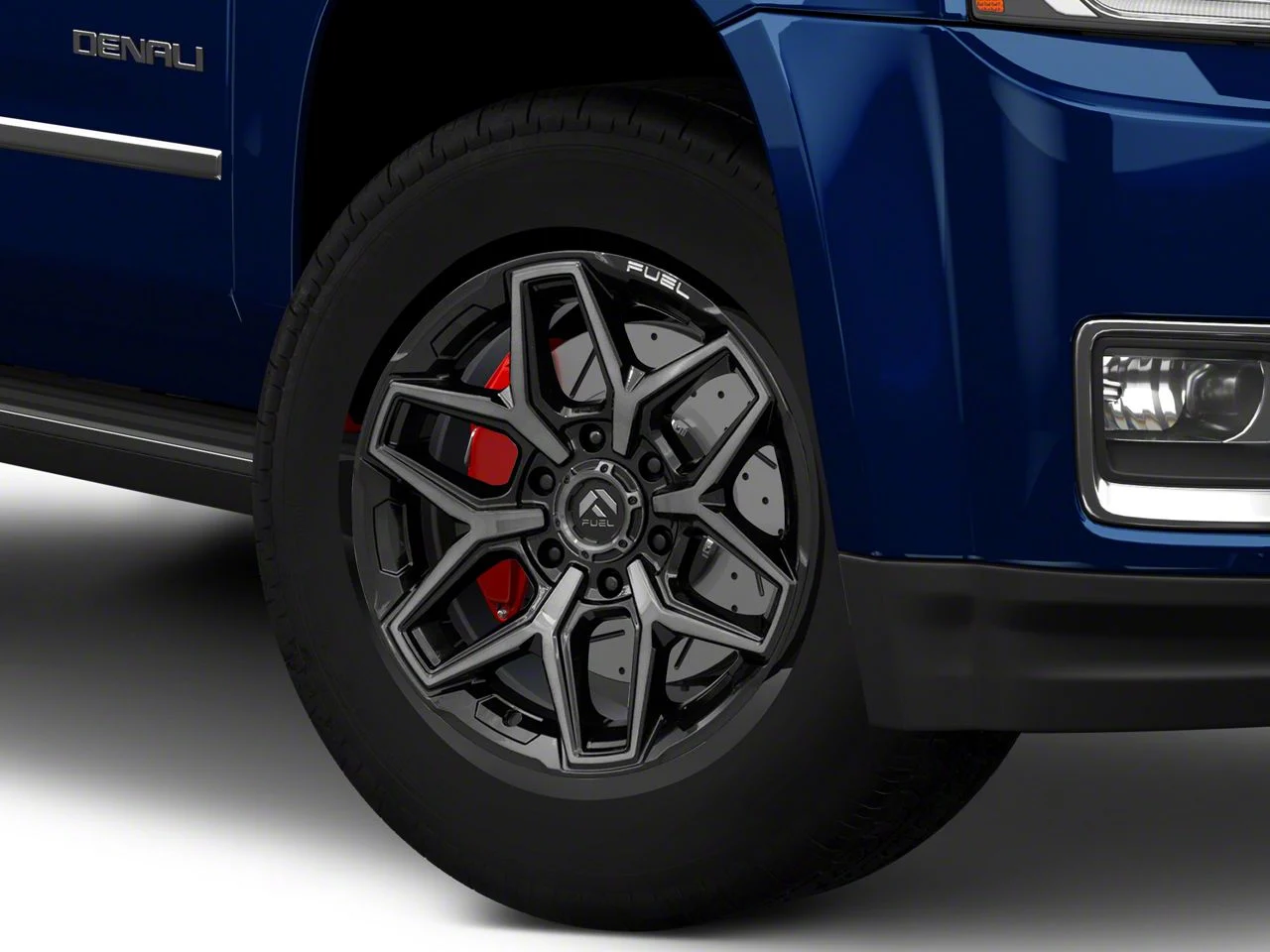 Fuel Wheels Flux Gloss Black Brushed with Gray Tint 6-Lug Wheel; 18x9; 20mm Offset (15-20 Yukon)