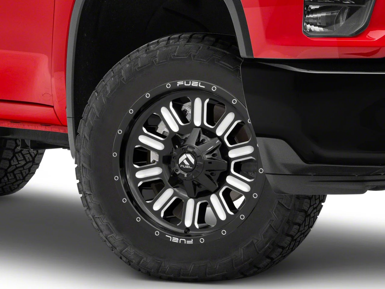 Fuel Wheels Hardline Gloss Black Milled 8-Lug Wheel; 20x9; 20mm Offset (20-26 Silverado 3500 HD SRW)