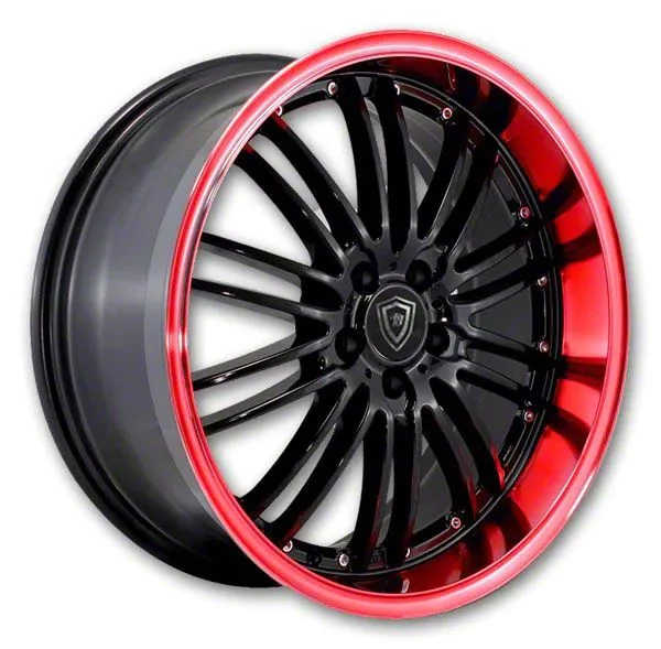 G-Line Alloys W820 Gloss Black with Red Line Wheel; 18x8; 38mm Offset (21-26 Mustang Mach-E, Excluding GT)