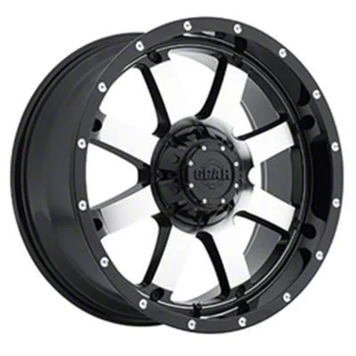 Gear Off-Road Big Block Gloss Black Machined 8-Lug Wheel; 20x12; -44mm Offset (11-16 F-250 Super Duty)