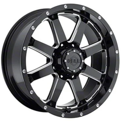 Gear Off-Road Big Block Gloss Black Milled 8-Lug Wheel; 22x12; -44mm Offset (11-16 F-250 Super Duty)