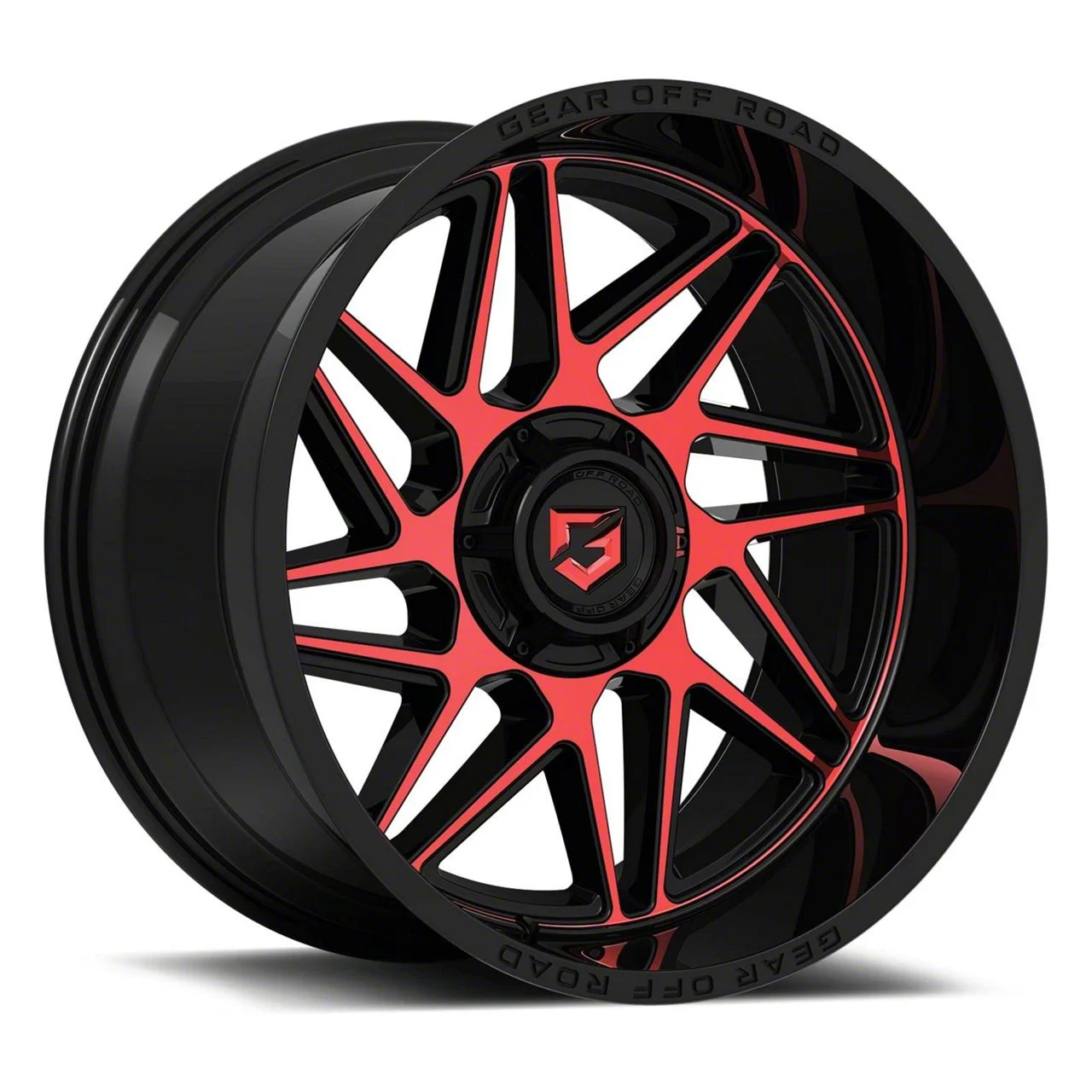 Gear Off-Road Ratio Gloss Black Machined with Red Tint 8-Lug Wheel; 20x10; -19mm Offset (11-16 F-250 Super Duty)