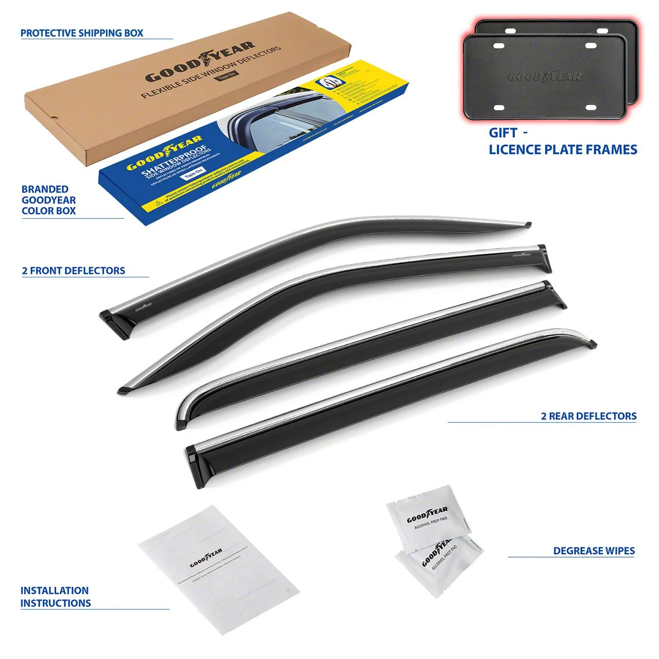 Goodyear Car Accessories Shatterproof Tape-On Window Deflectors (19-26 RAM 1500 Crew Cab)