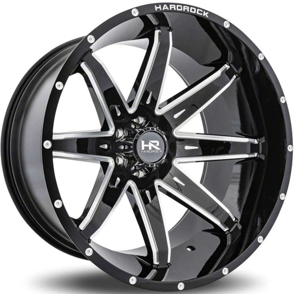 Hardrock Offroad PainKiller Xposed Gloss Black Milled 8-Lug Wheel; 20x9; 0mm Offset (15-19 Sierra 3500 HD SRW)