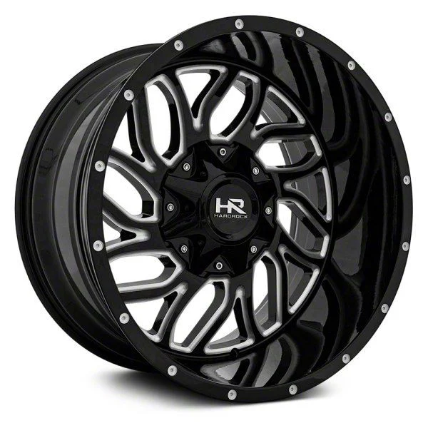 Hardrock Offroad Destroyer Gloss Black Milled 5-Lug Wheel; 20x12; -51mm Offset (02-08 RAM 1500, Excluding Mega Cab)