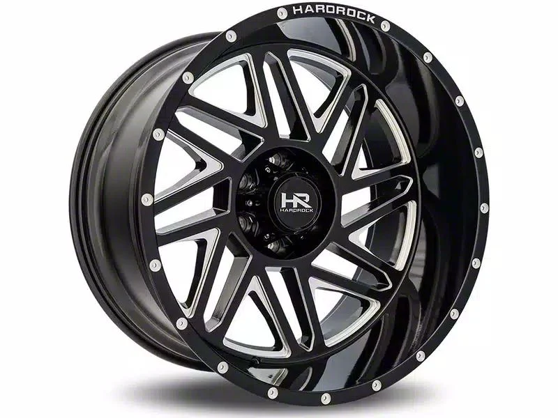 Hardrock Offroad Bones Xposed Gloss Black Milled 8-Lug Wheel; 22x12; -44mm Offset (11-16 F-250 Super Duty)