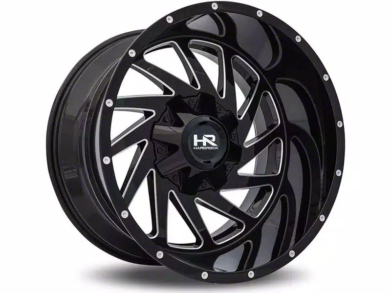 Hardrock Offroad Crusher Gloss Black Milled 8-Lug Wheel; 20x12; -44mm Offset (11-16 F-250 Super Duty)