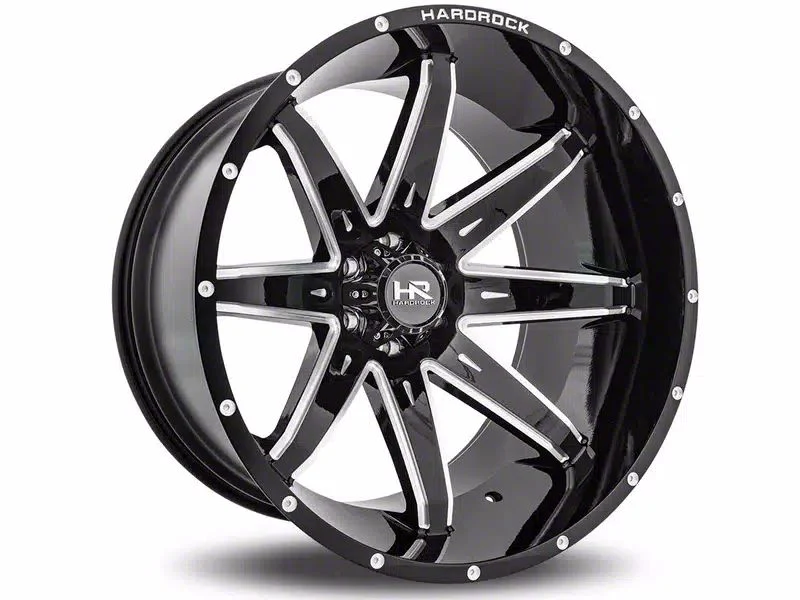 Hardrock Offroad Painkiller Xposed Gloss Black Milled 8-Lug Wheel; 24x14; -76mm Offset (11-16 F-250 Super Duty)