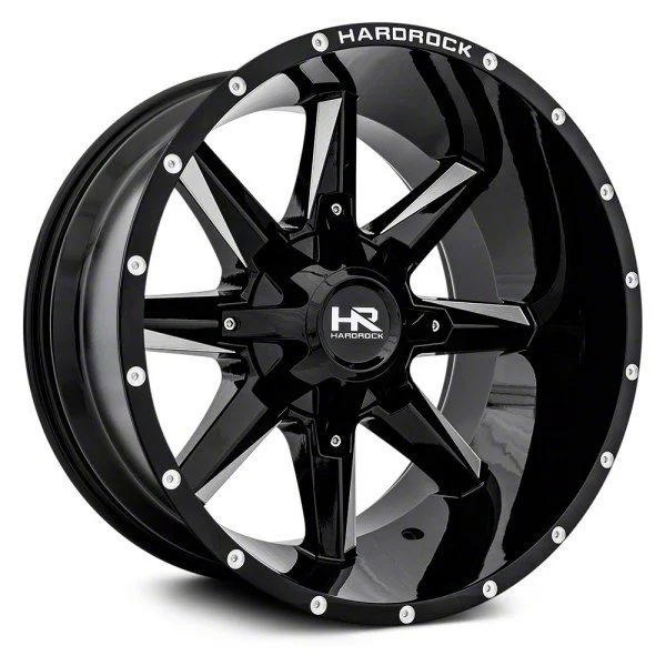 Hardrock Offroad Hardcore Gloss Black Milled 6-Lug Wheel; 20x12; -44mm Offset (15-20 Yukon)