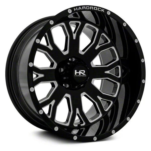 Hardrock Offroad Slammer Xposed Gloss Black Milled 6-Lug Wheel; 24x12; -44mm Offset (15-20 Yukon)