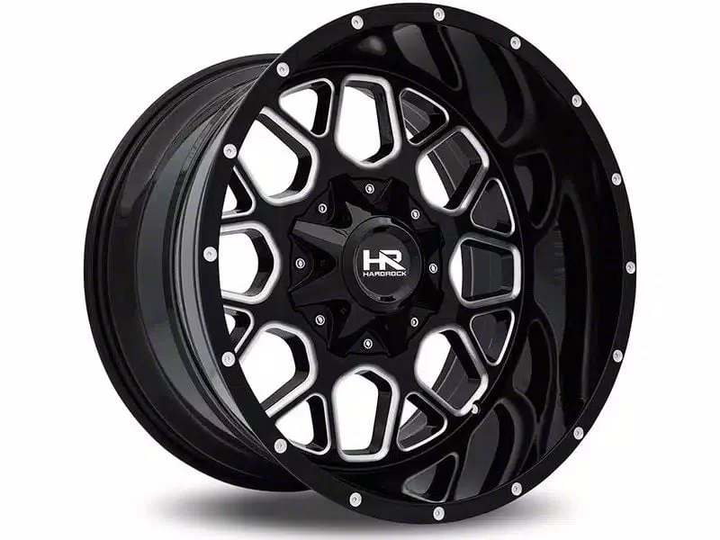 Hardrock Offroad Gunner Gloss Black Milled 5-Lug Wheel; 20x10; -19mm Offset (09-18 RAM 1500)