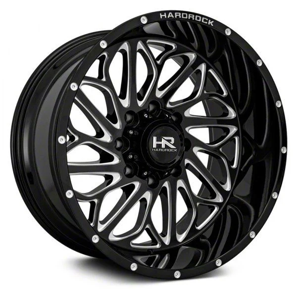 Hardrock Offroad BlackTop Xposed Gloss Black Milled 6-Lug Wheel; 22x12; -51mm Offset (21-26 Yukon)