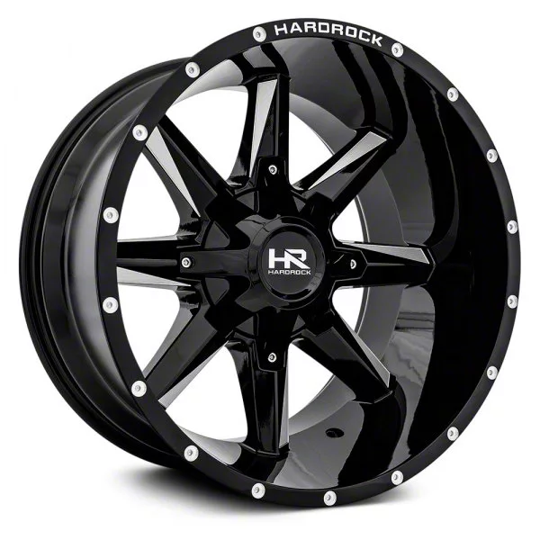Hardrock Offroad Hardcore Gloss Black Milled 6-Lug Wheel; 20x12; -44mm Offset (21-26 Yukon)