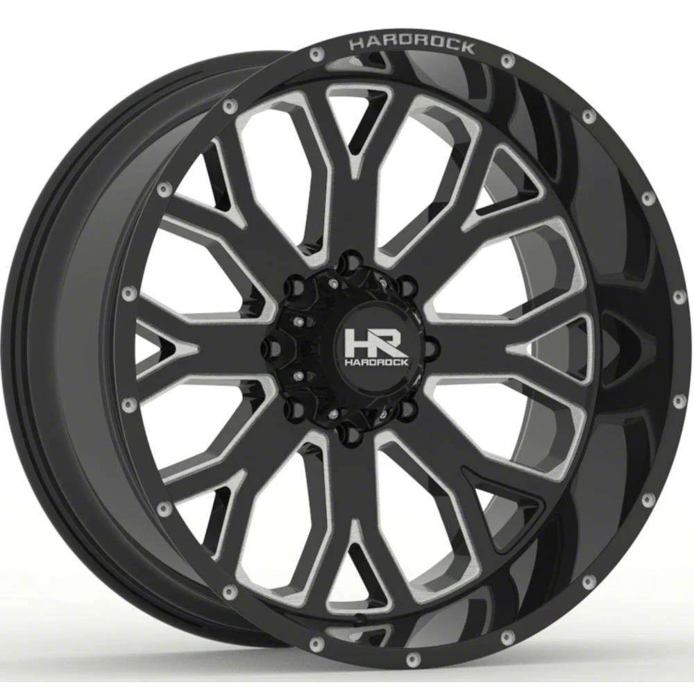 Hardrock Offroad Slammer Xposed Gloss Black Milled 8-Lug Wheel; 22x12; -44mm Offset (20-26 Sierra 3500 HD SRW)