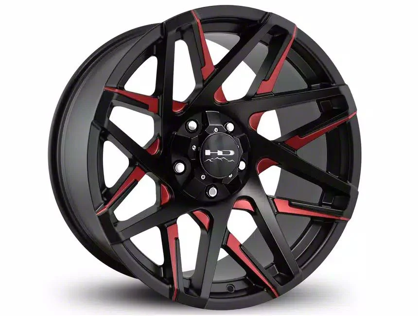 HD Off-Road Wheels Canyon Satin Black Milled with Red Clear 6-Lug Wheel; 20x10; -25mm Offset (21-26 Yukon)
