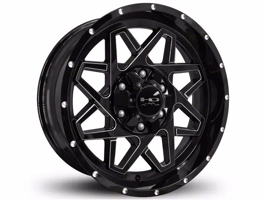 HD Off-Road Wheels Gridlock Gloss Black Milled 6-Lug Wheel; 20x9; -10mm Offset (21-26 Yukon)