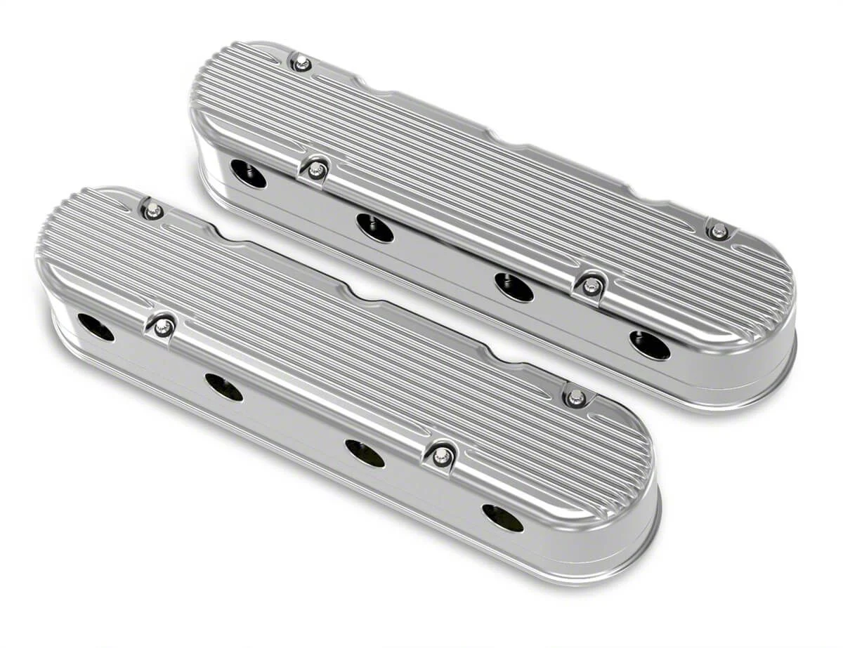 Holley LS Finned Valve Covers; Polished (10-15 V8 Camaro)