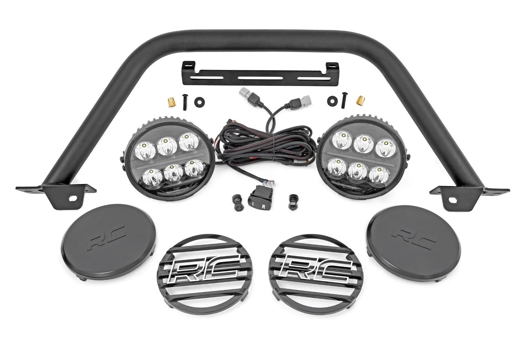 Safari Bar w/6.5 Inch Round LED for OE Modular Bumper, 2021+ Ford Bronco
